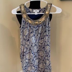 Loft Mixed Pattern Dress with Sequins
